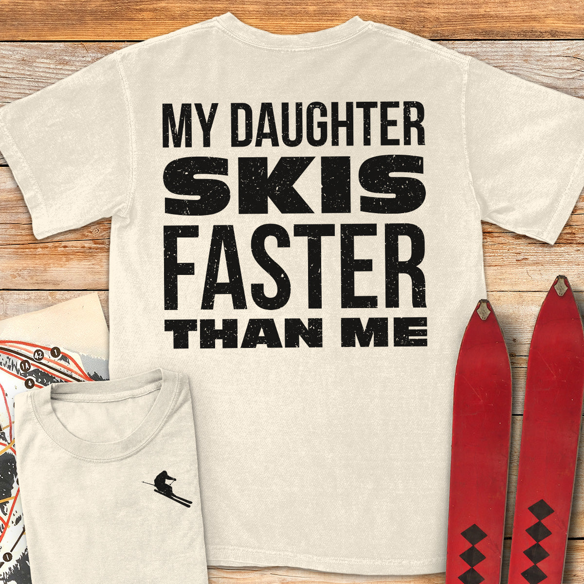 Daughter Skis Faster Back