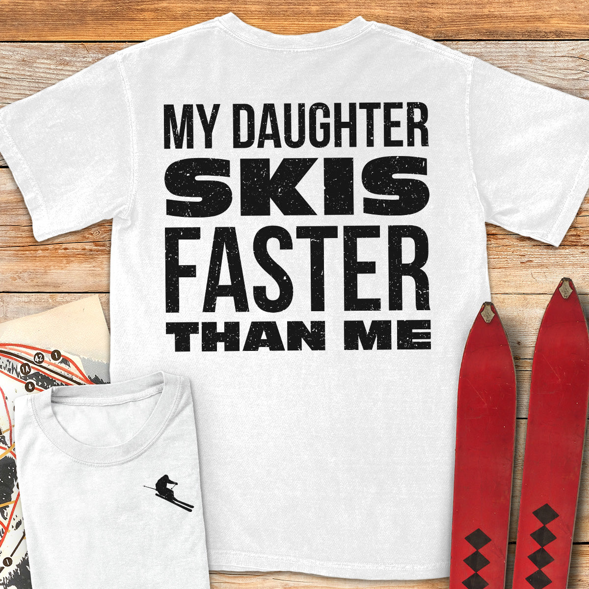 Daughter Skis Faster Back