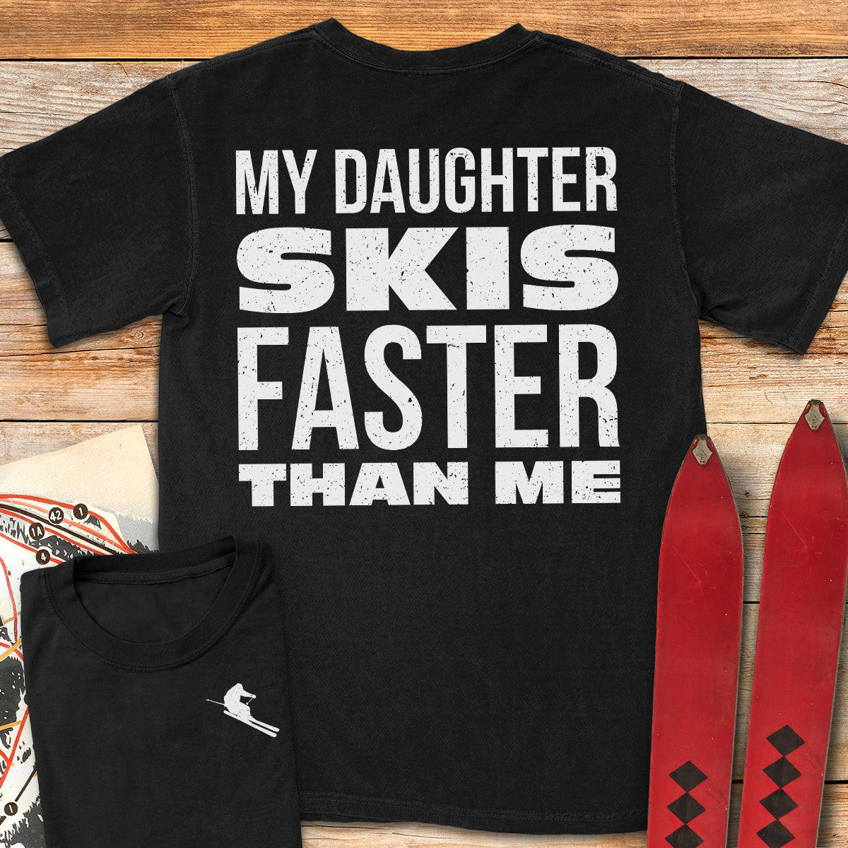 Daughter Skis Faster Back