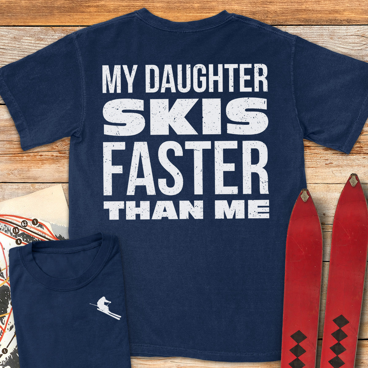 Daughter Skis Faster Back