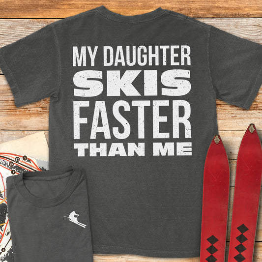Daughter Skis Faster Back