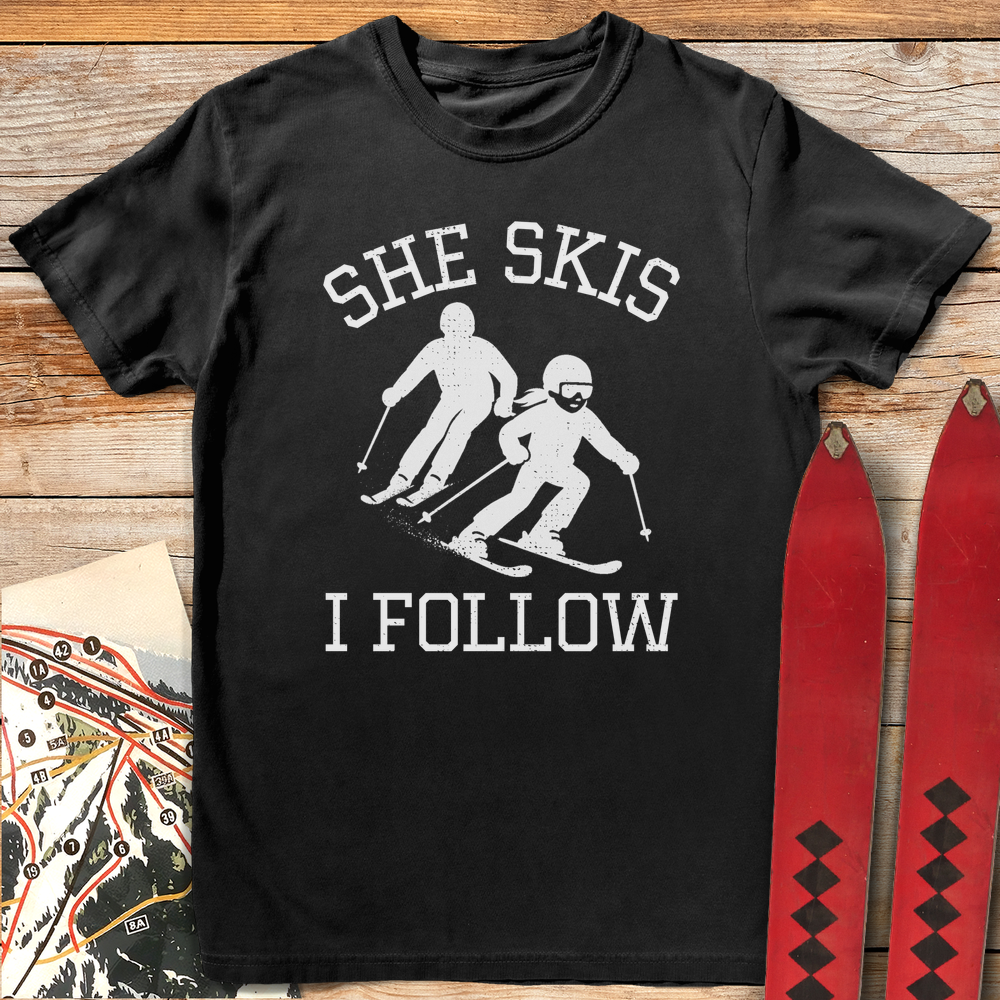 624 She Skis I Follow White - Black