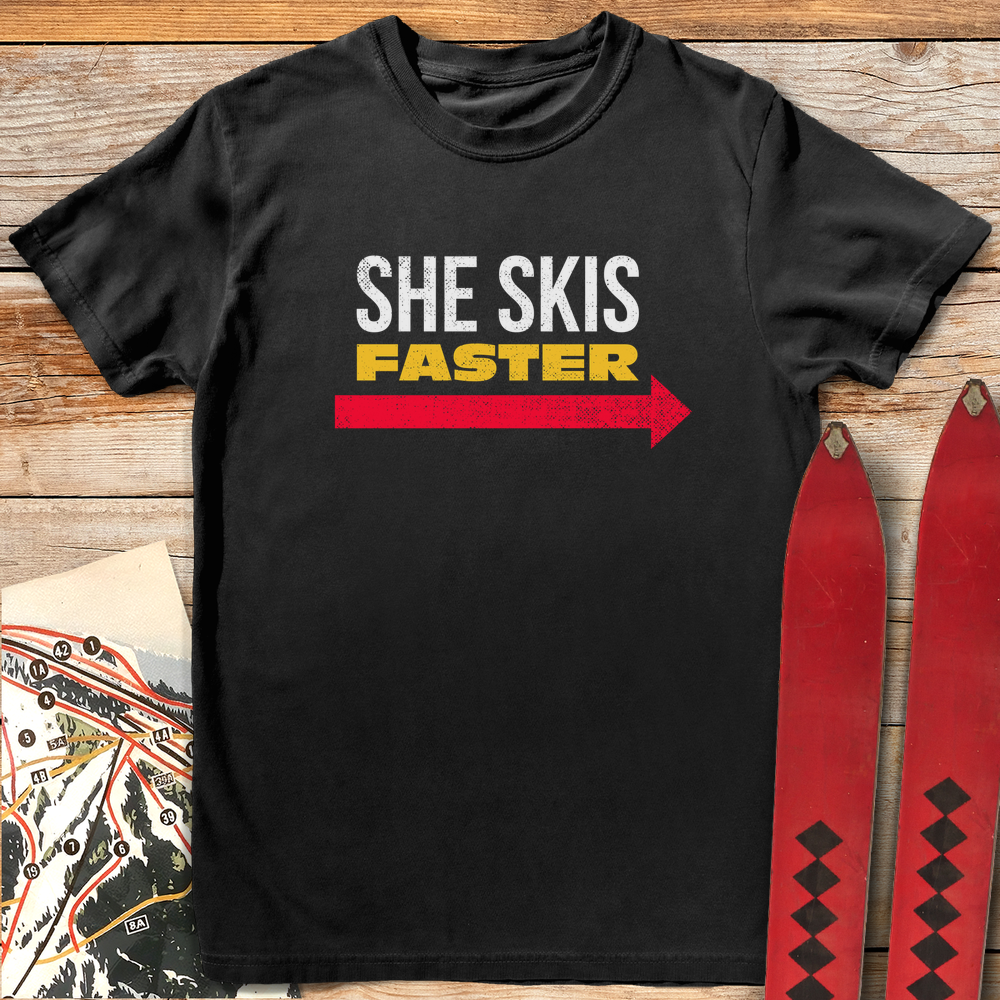 638 She Skis Faster White - Black
