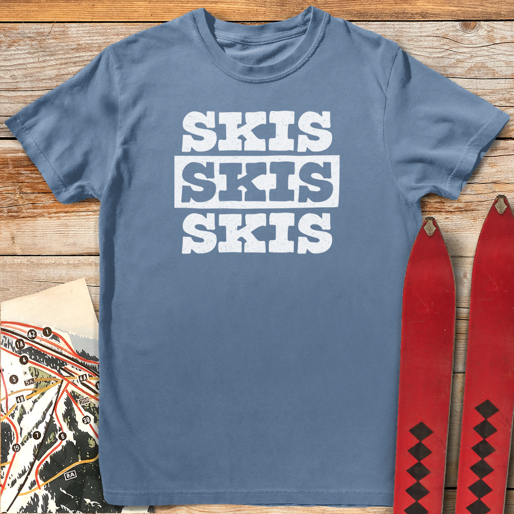 636 Skis Skis Skis White - Blue Jean