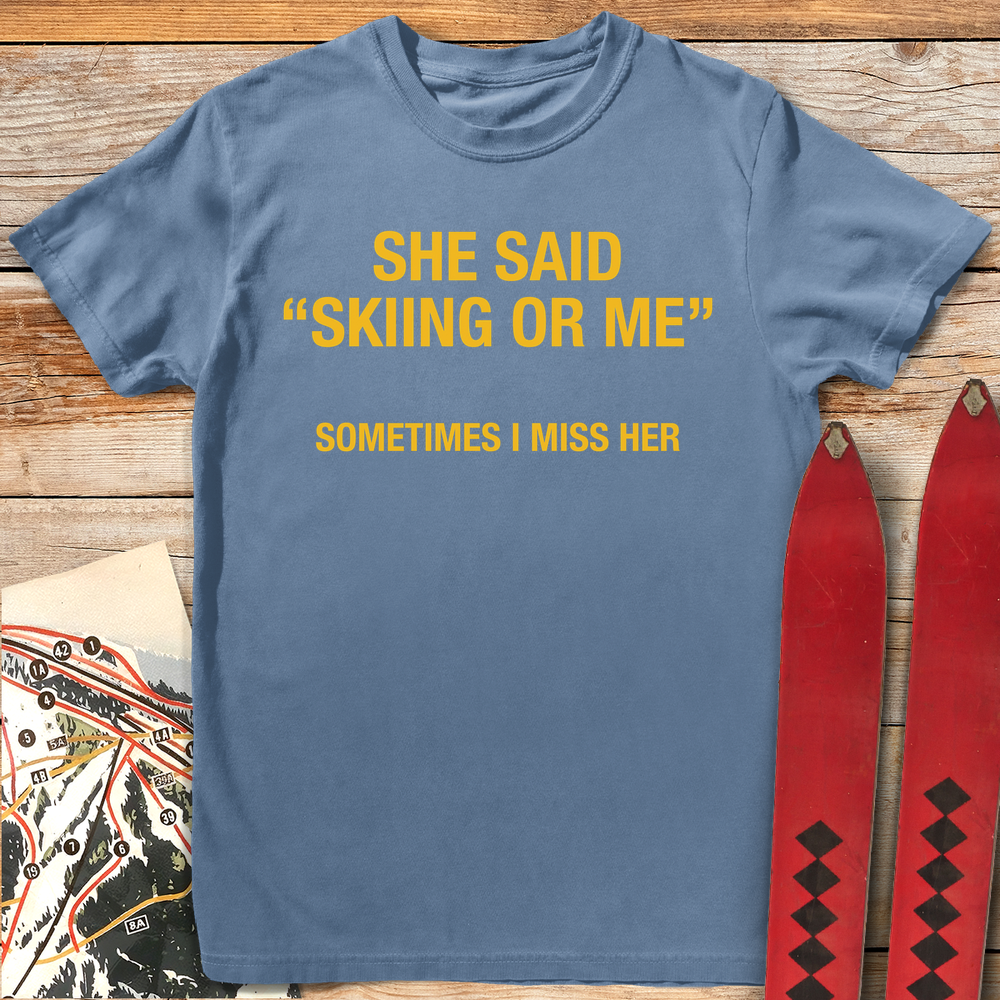 739 Skiing Or Me White - Blue Jean