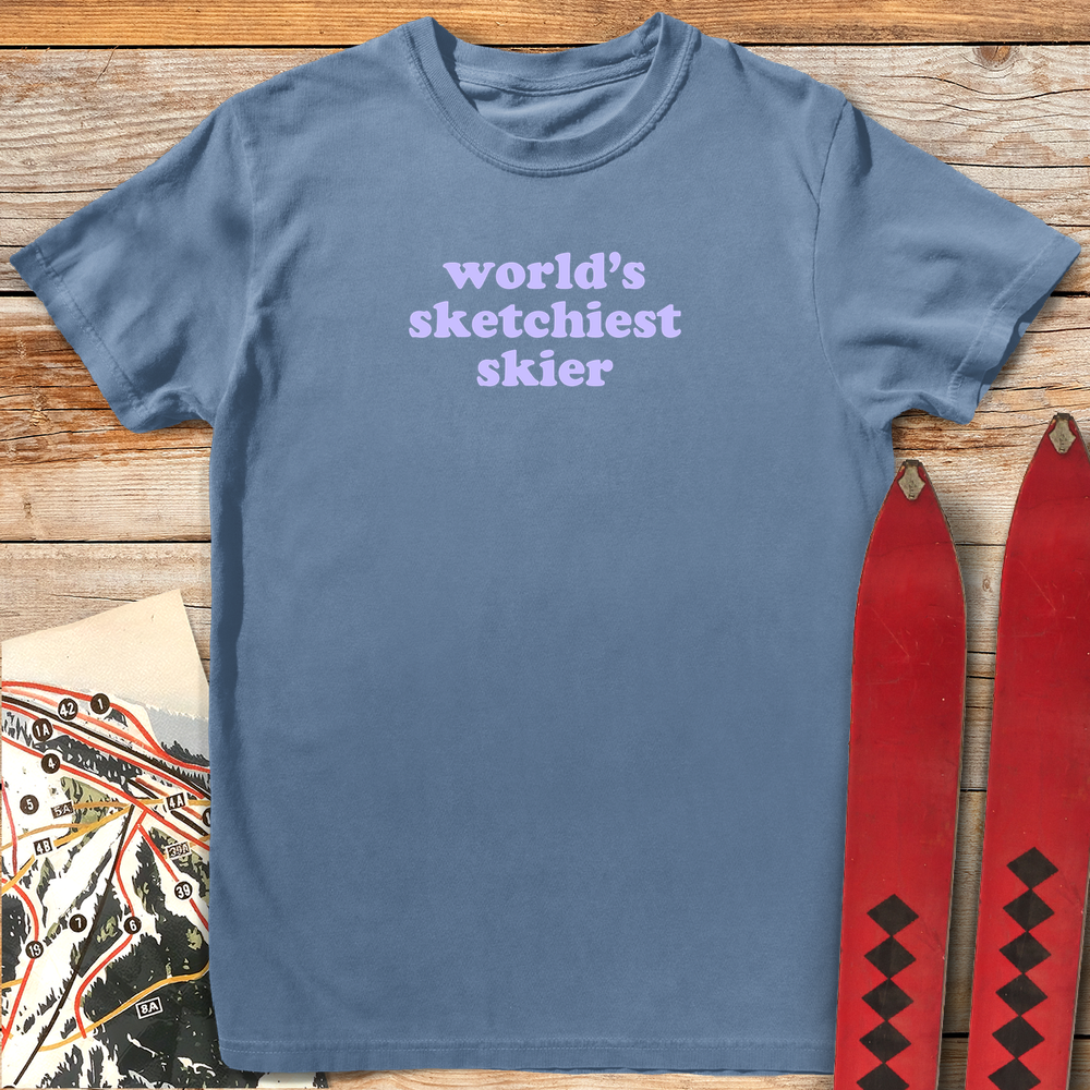 827 Worlds Sketchiest Skier White - Blue Jean