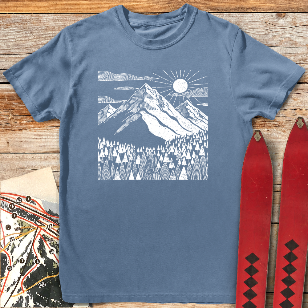 1126 Backcountry Views White - Blue Jean