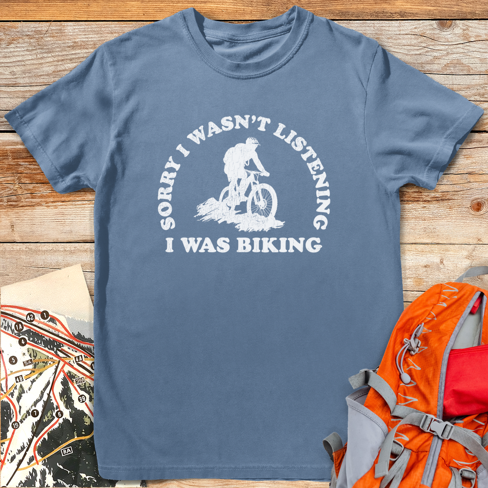 1227 Sorry I Was Biking White - Blue Jean