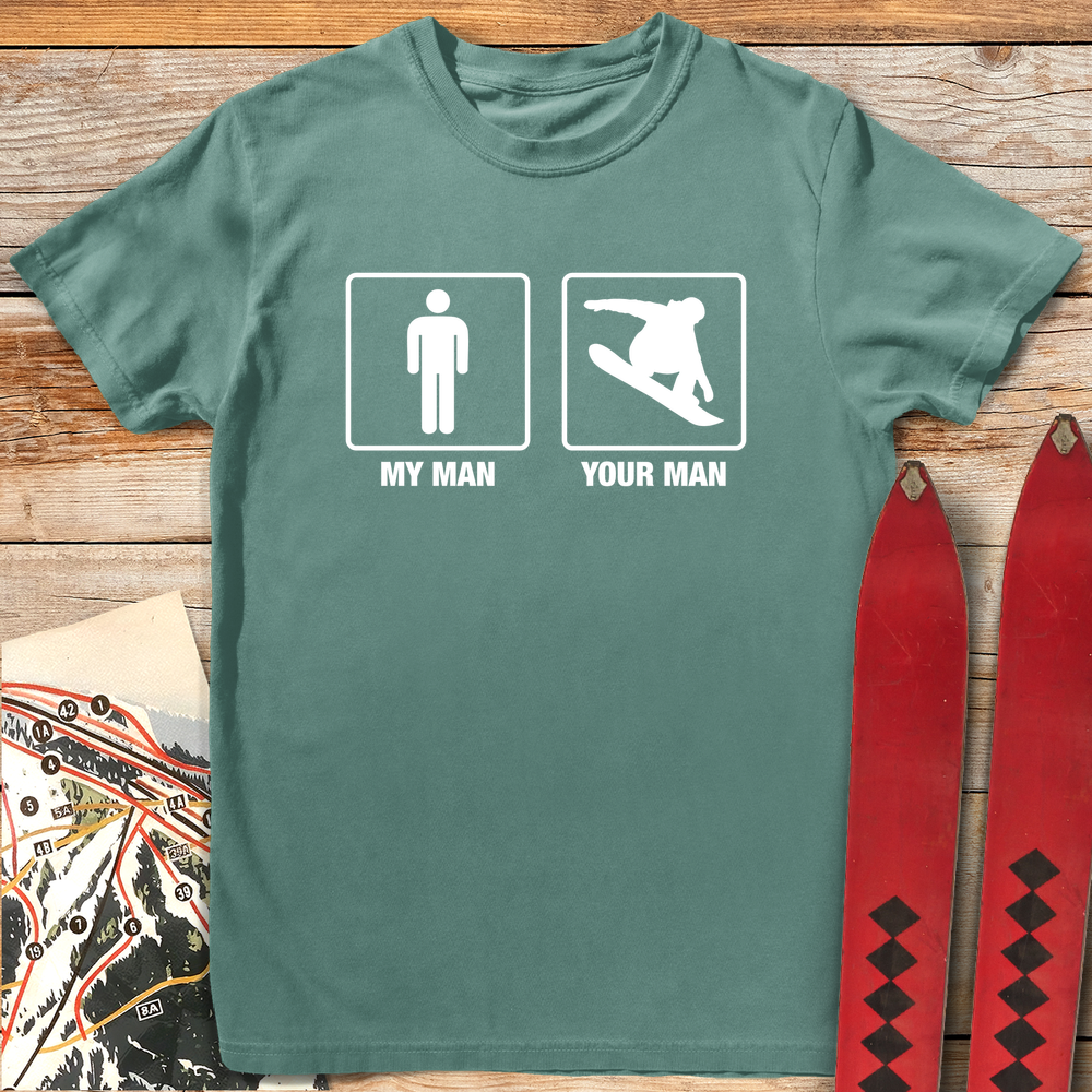 453 Snowboard Man White - Light Green