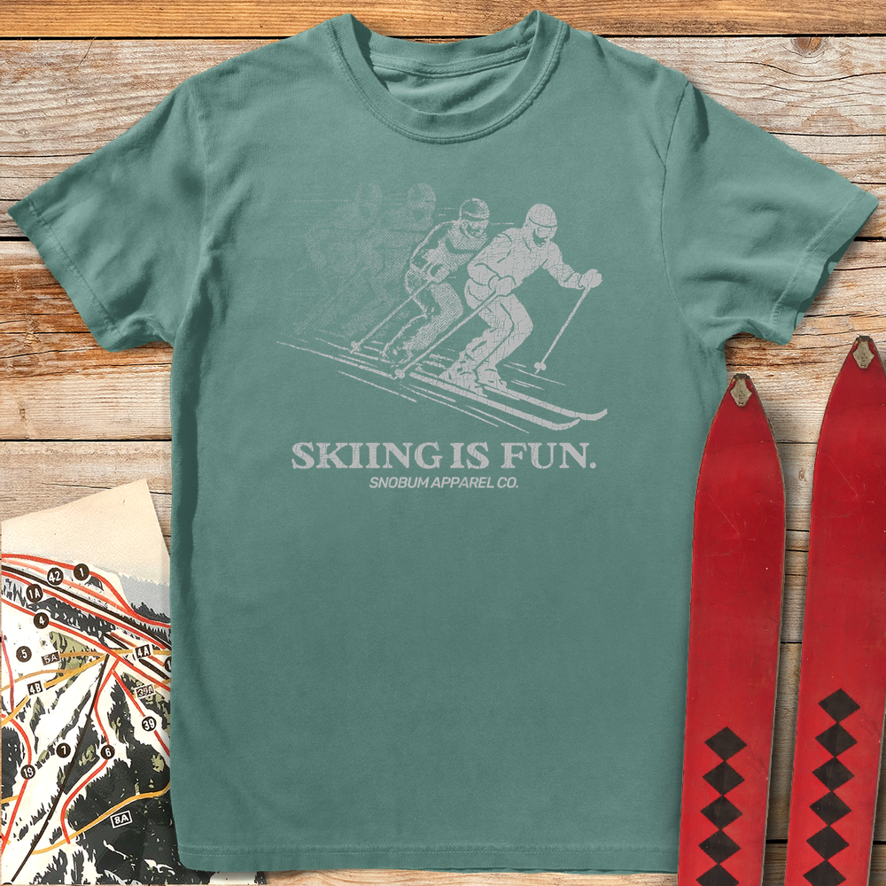 531 Skiing Is Fun White - Light Green