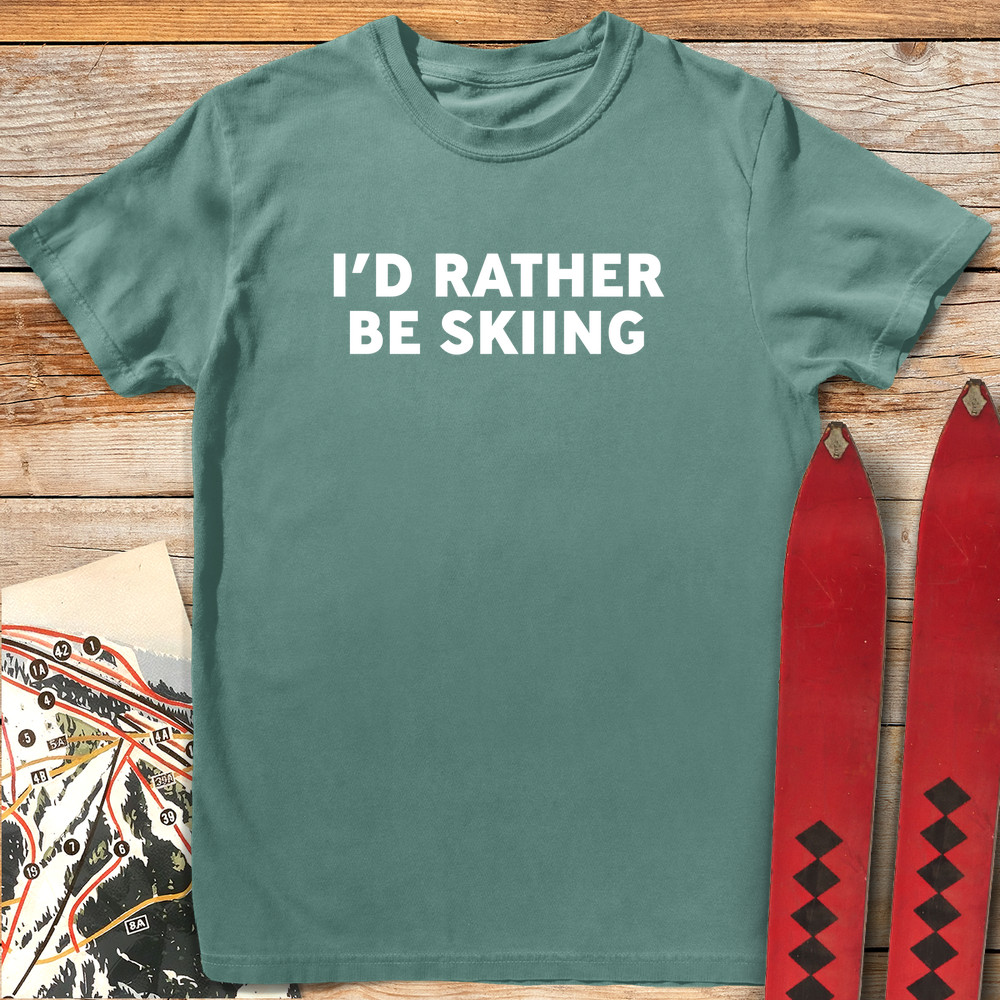 537 Rather Be Skiing White - Light Green