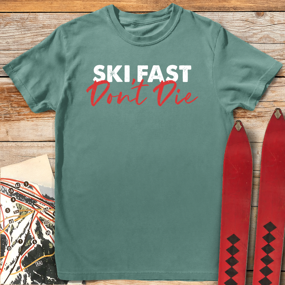 563 Ski Fast Don T Die White - Light Green