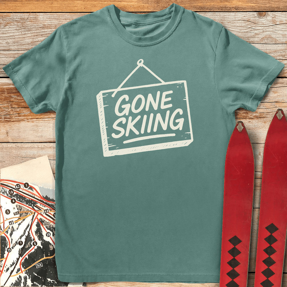 784 Gone Skiing White - Light Green