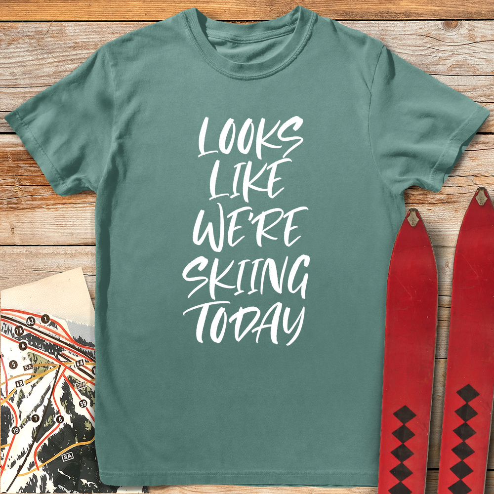 798 Skiing Today White - Light Green