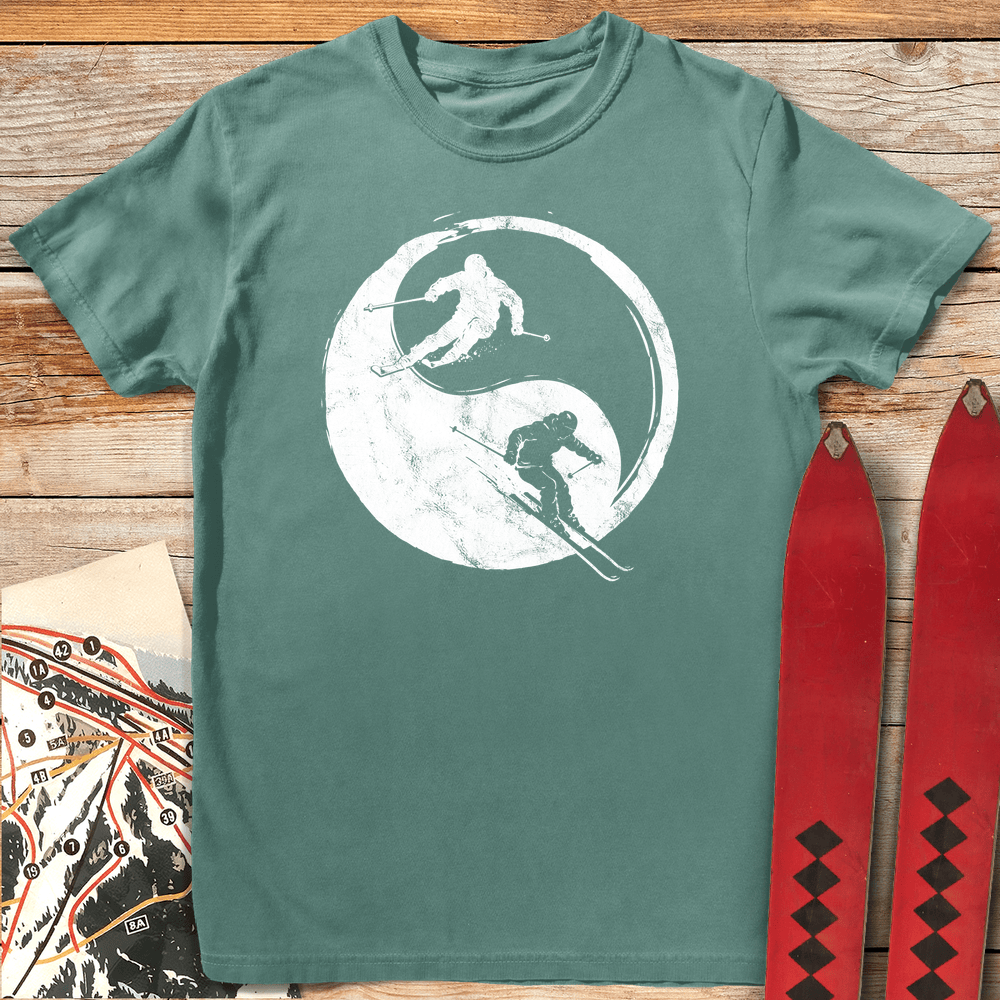 835 Yin Yang Skiers White - Light Green
