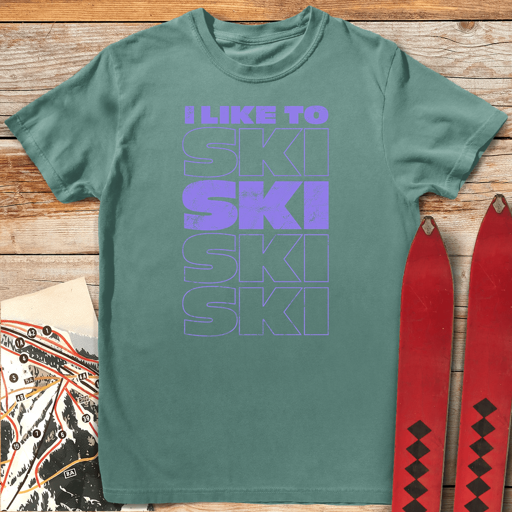 858 I Like To Ski White - Light Green