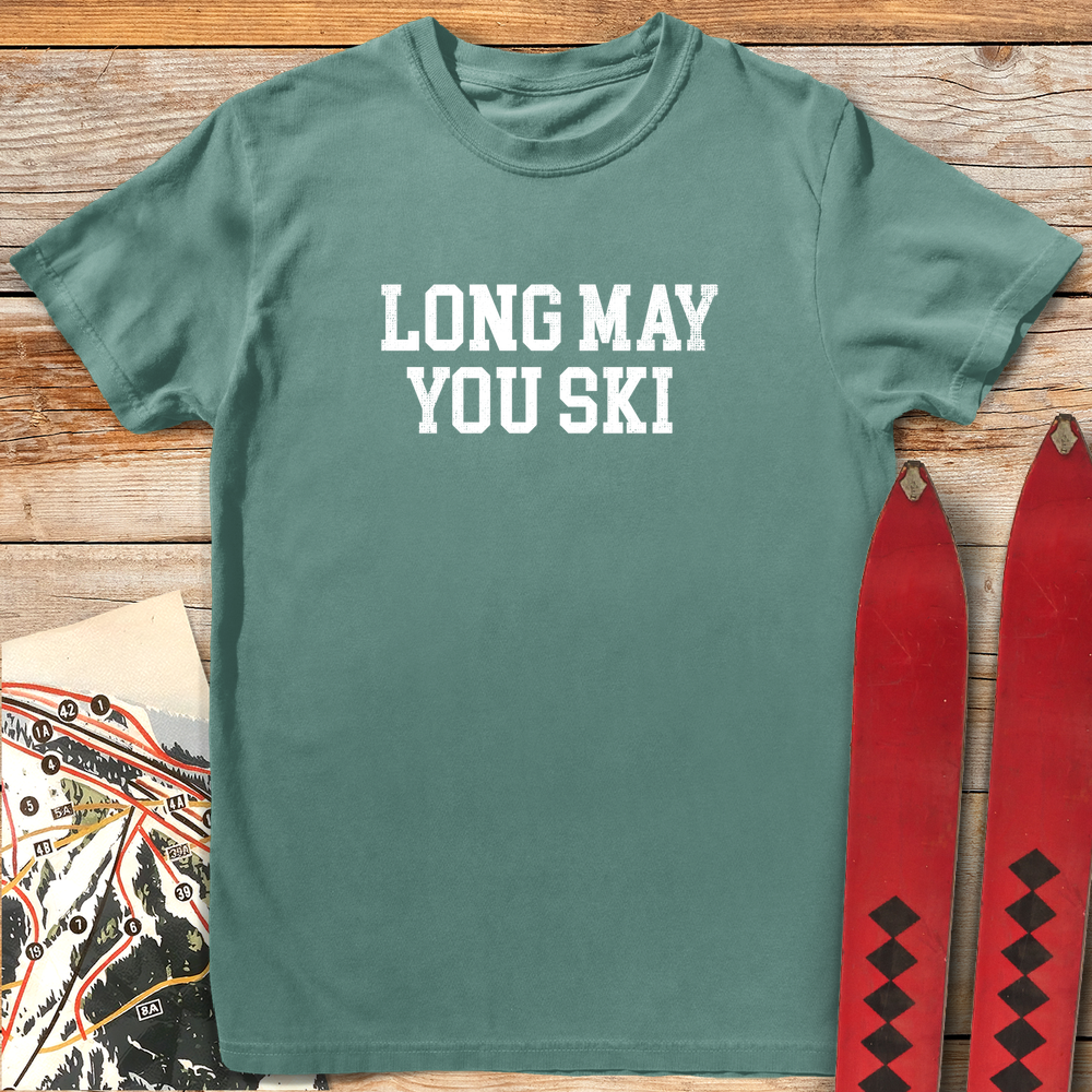 1044 Long May You Ski White - Light Green