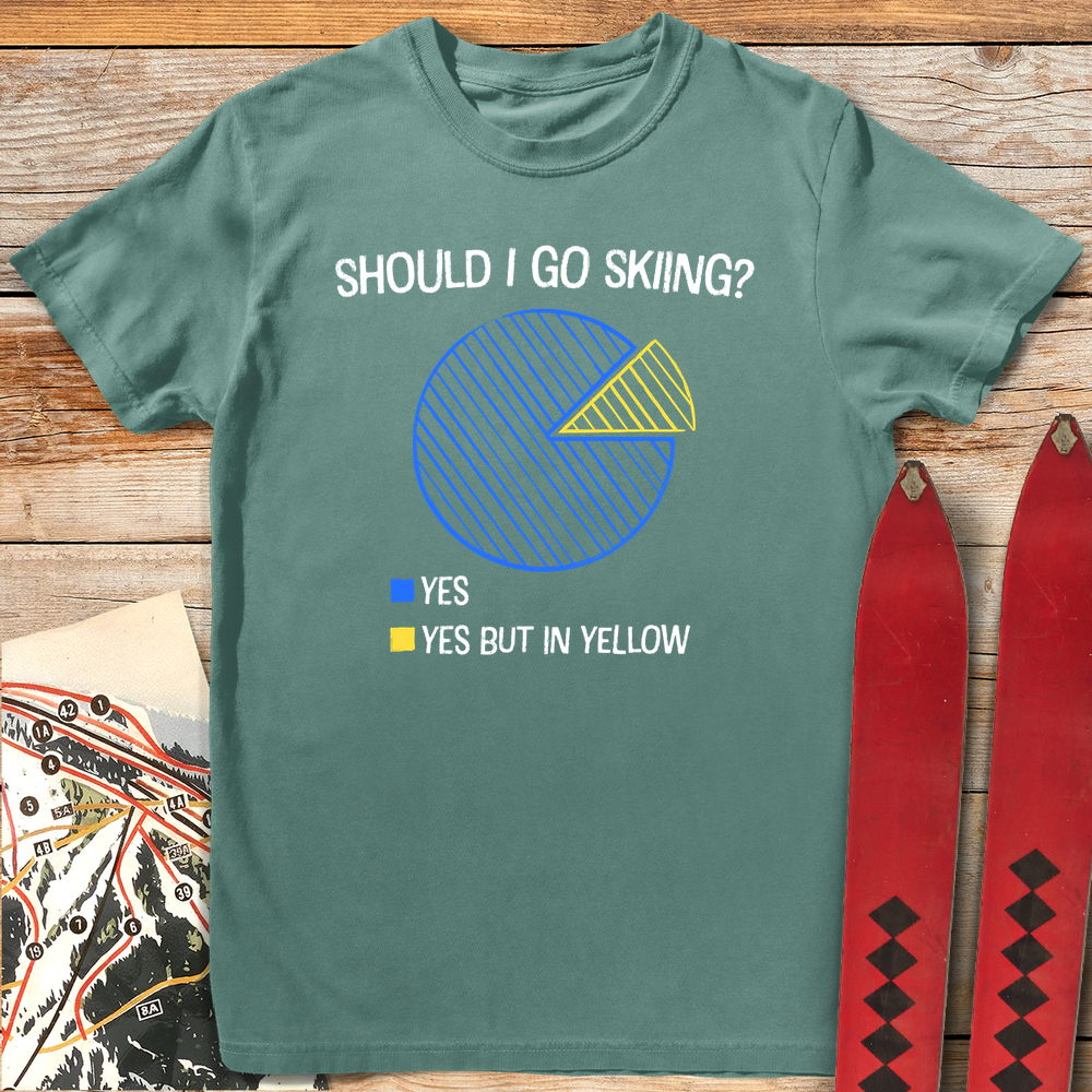 1027 Should I Ski White - Light Green