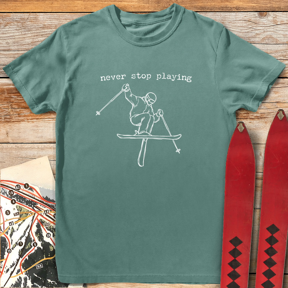 1141 Never Stop Playing White - Light Green