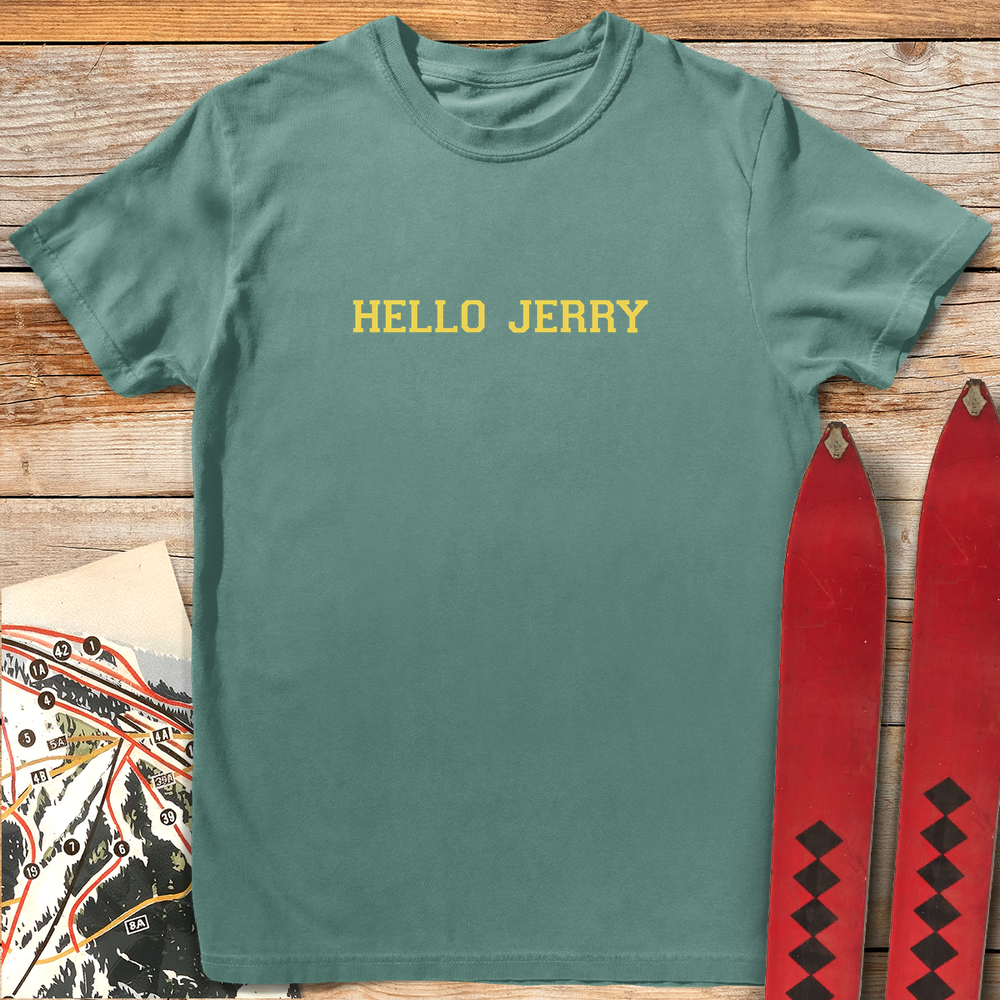 1295 Hello Jerry Varsity White - Light Green