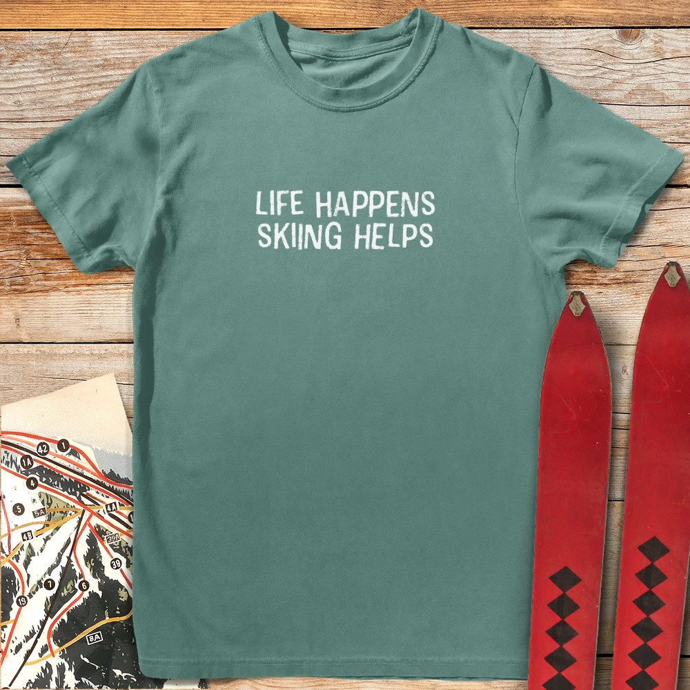 1306 Skiing Helps White - Light Green