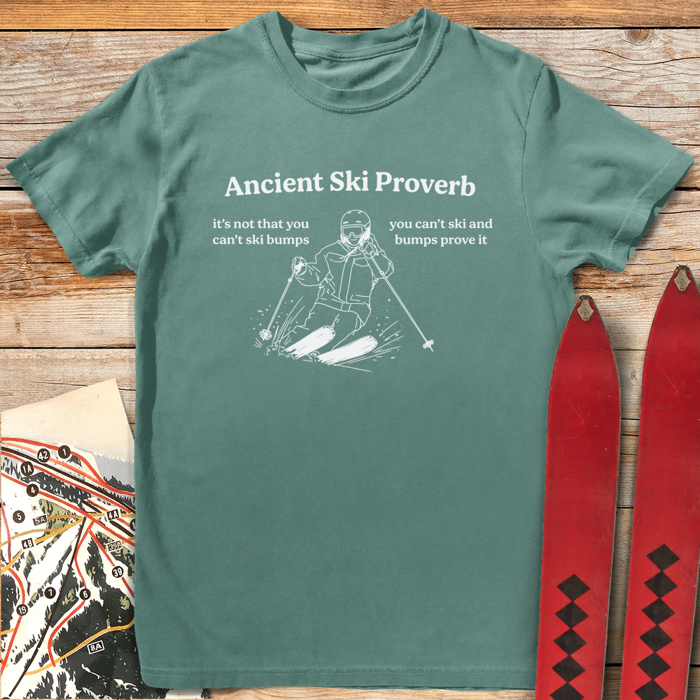 1304 Ancient Ski Proverb White - Light Green