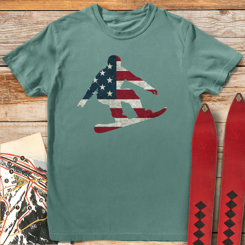 1349 Usa Flag Snowboard - Light Green