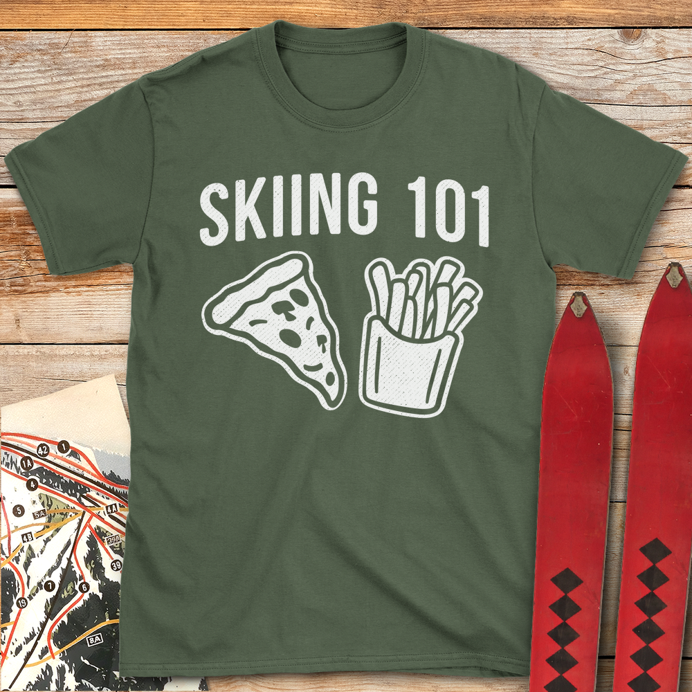 644 Skiing 101 White - Military Green