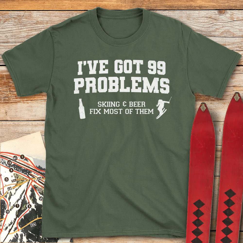 1282 99 Problems Ski Beer White - Military Green