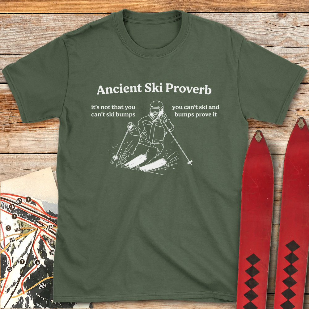1304 Ancient Ski Proverb White - Military Green