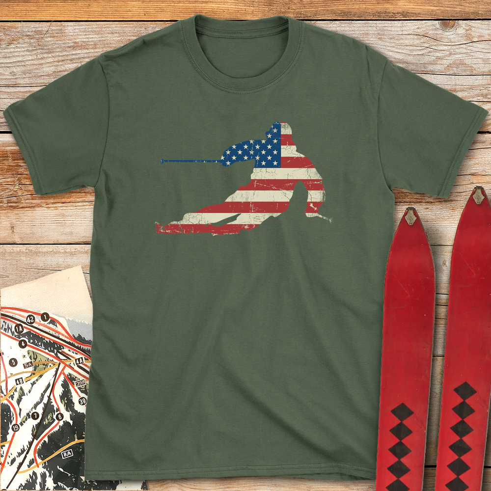 1329 Usa Flag Ski White - Military Green