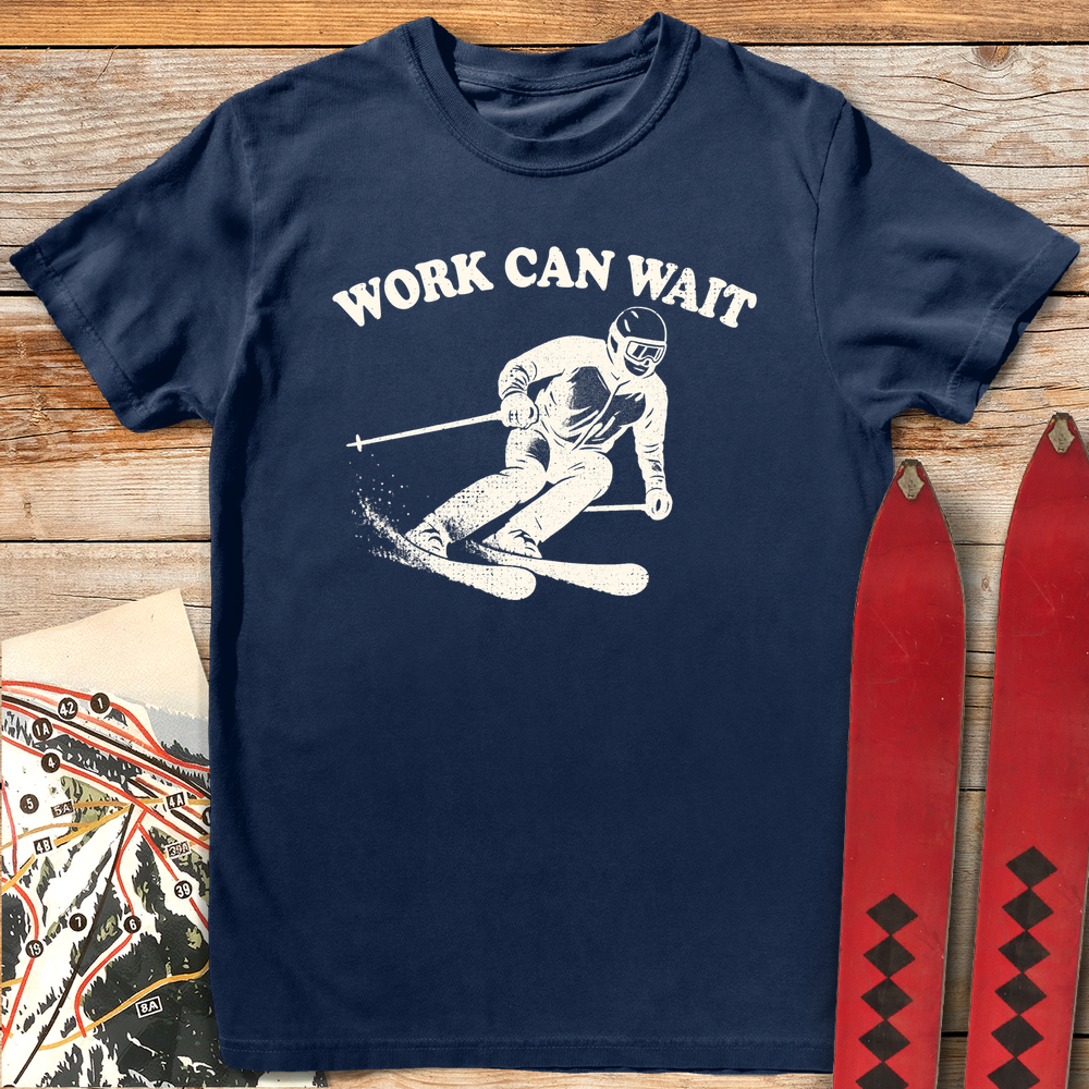 708 Work Can Wait White - Navy