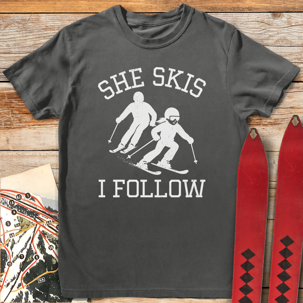 624 She Skis I Follow White - Pepper