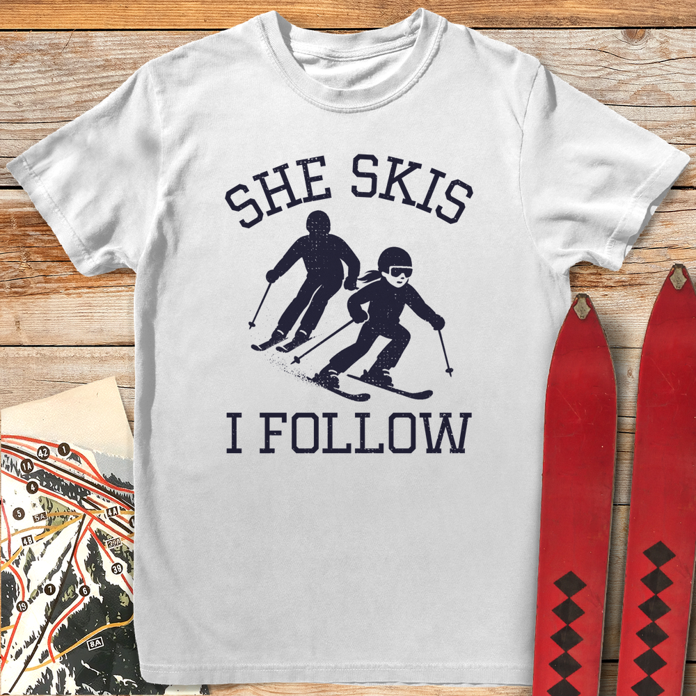 624 She Skis I Follow White - White