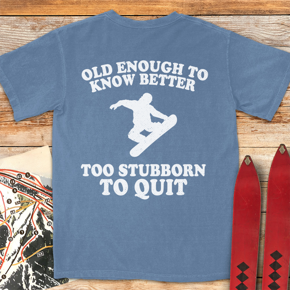 Old Stubborn Snowboarder