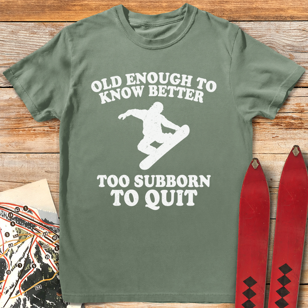 Old Stubborn Snowboarder