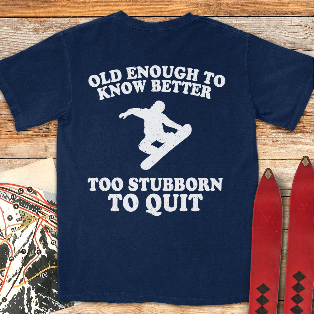 Old Stubborn Snowboarder