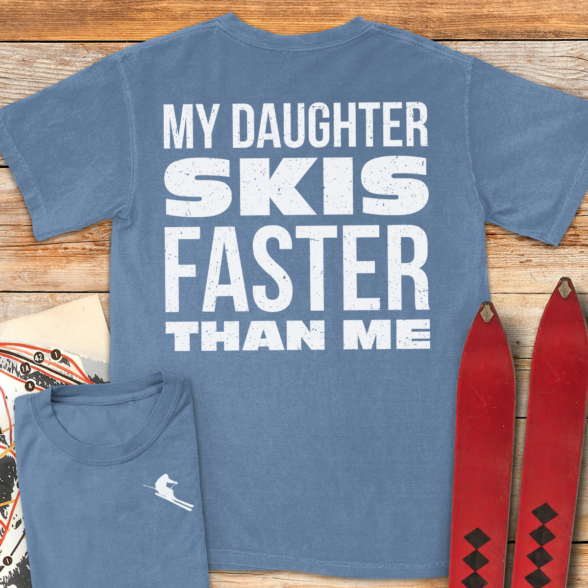 Daughter Skis Faster Back
