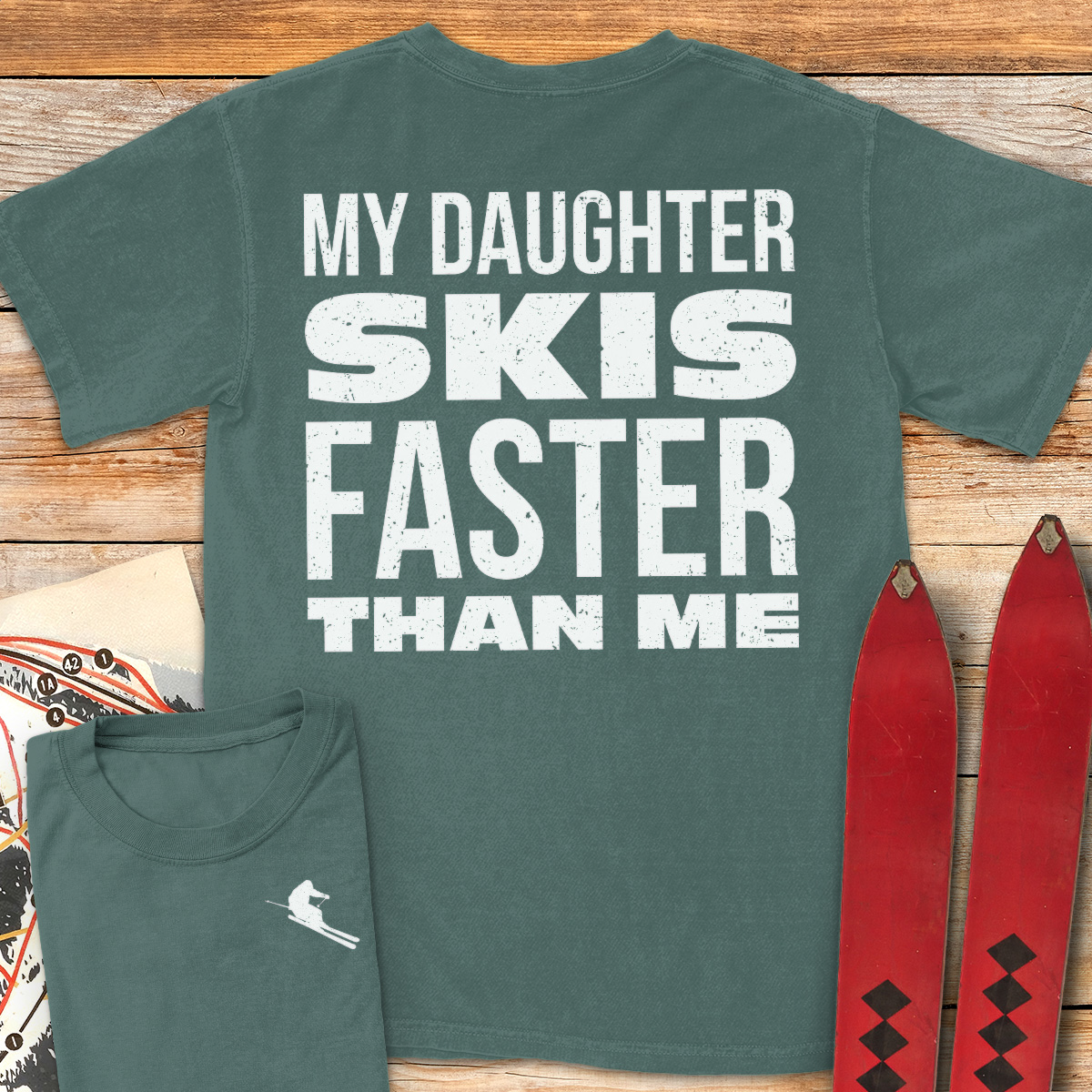 Daughter Skis Faster Back
