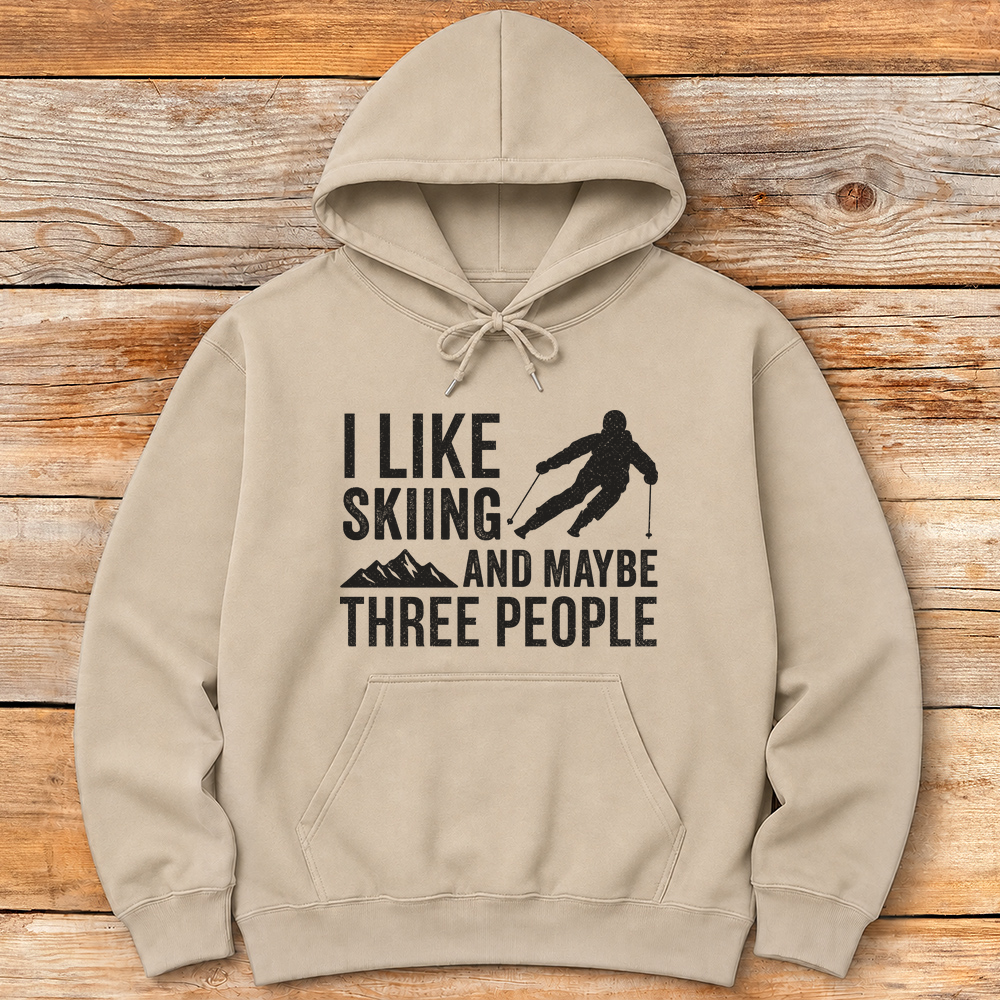 Three People Skiing