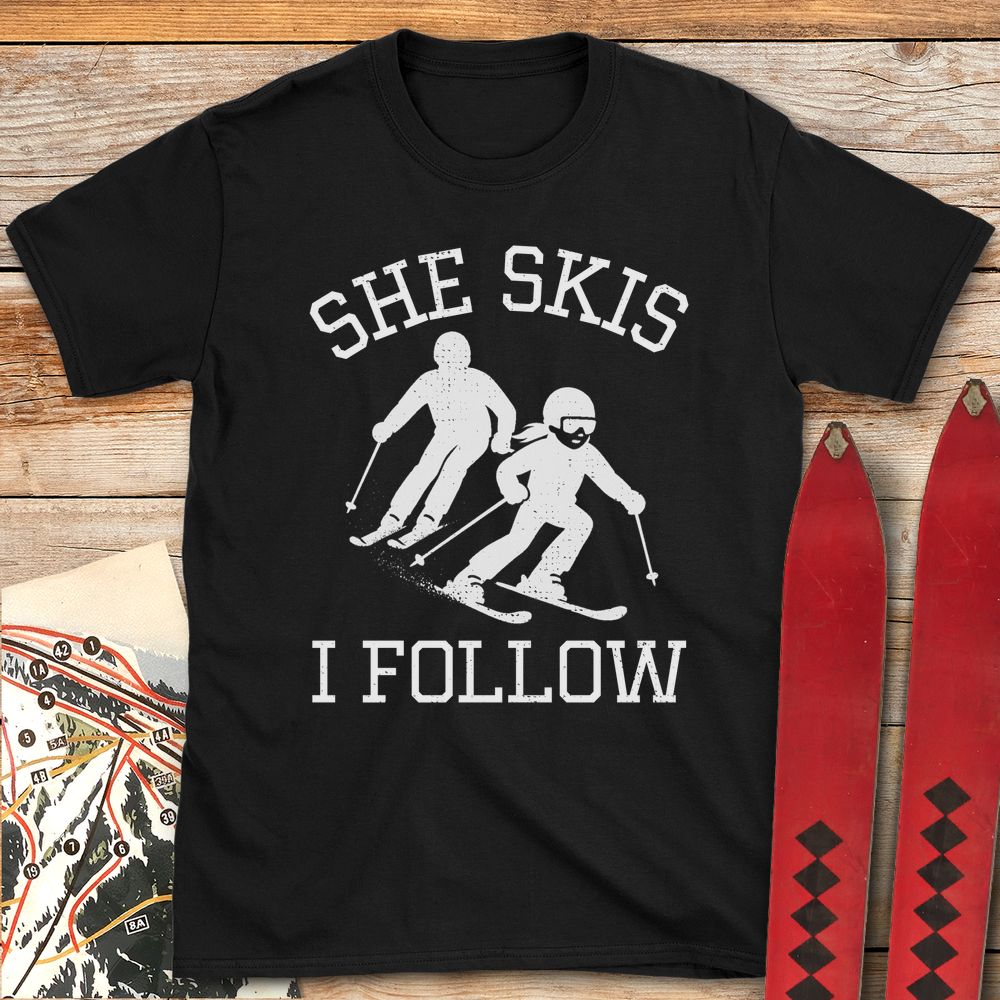 624 She Skis I Follow White - Black