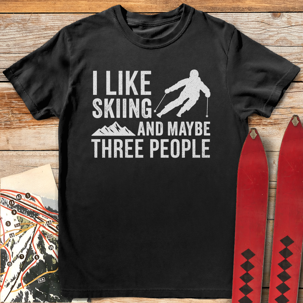 738 Thee People Skiing White - Black