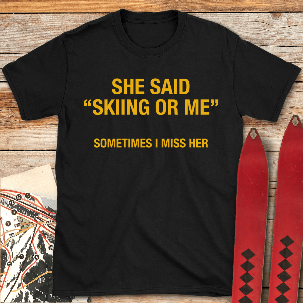 739 Skiing Or Me White - Black