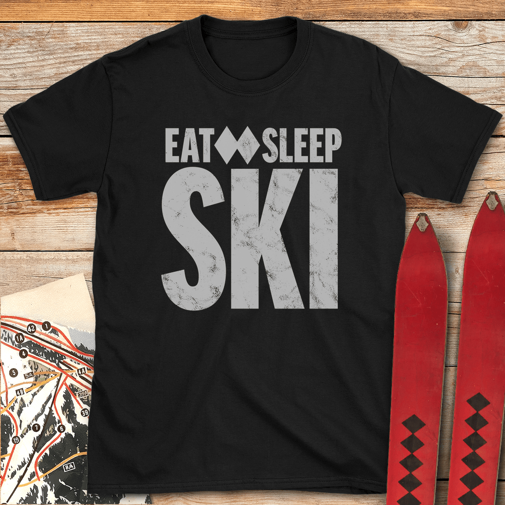 788 Eat Sleep Ski White - Black