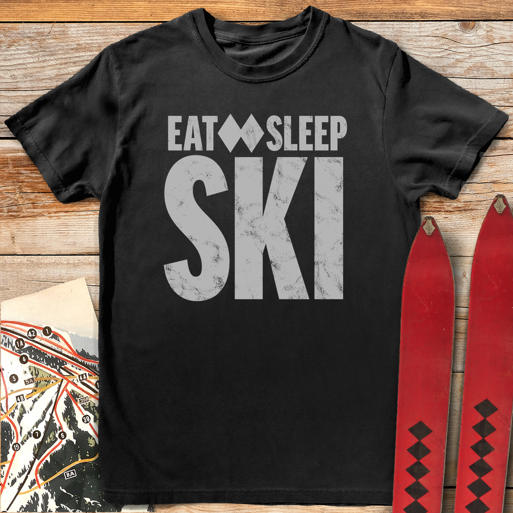 788 Eat Sleep Ski White - Black