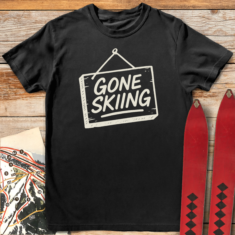 784 Gone Skiing White - Black