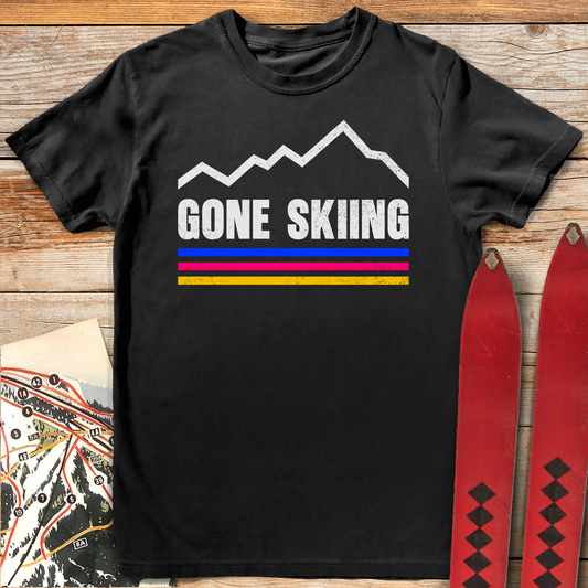 855 Gone Skiing Vintage White - Black