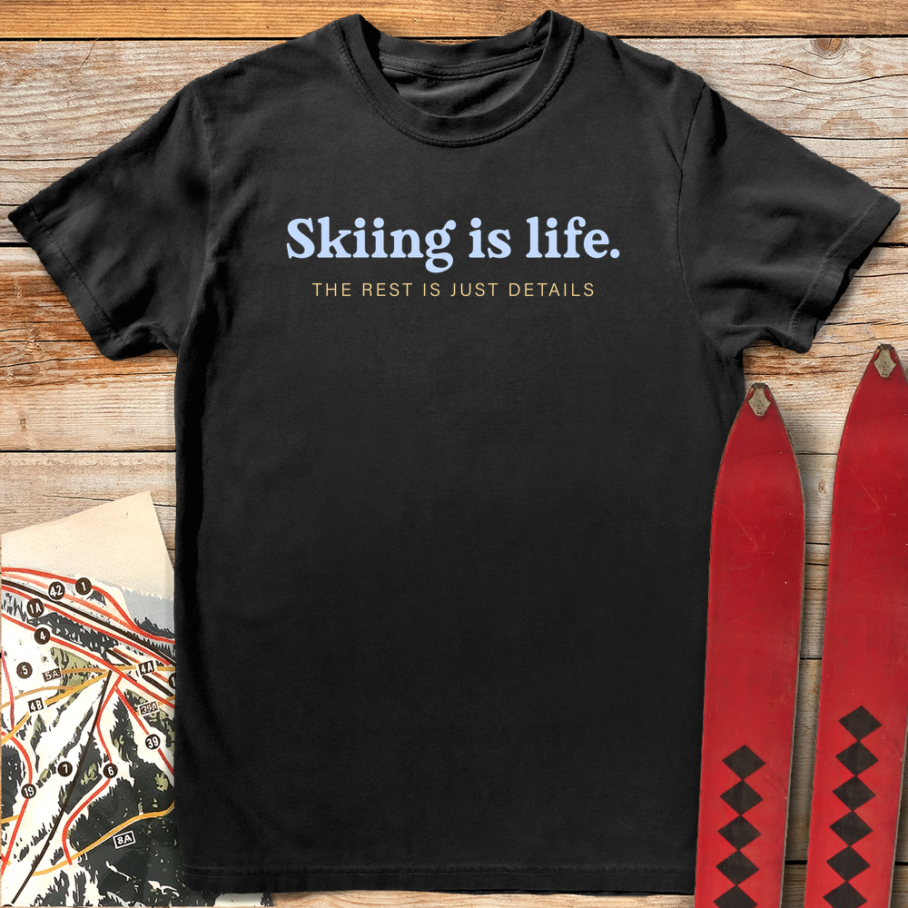 849 Skiing Is Life White - Black