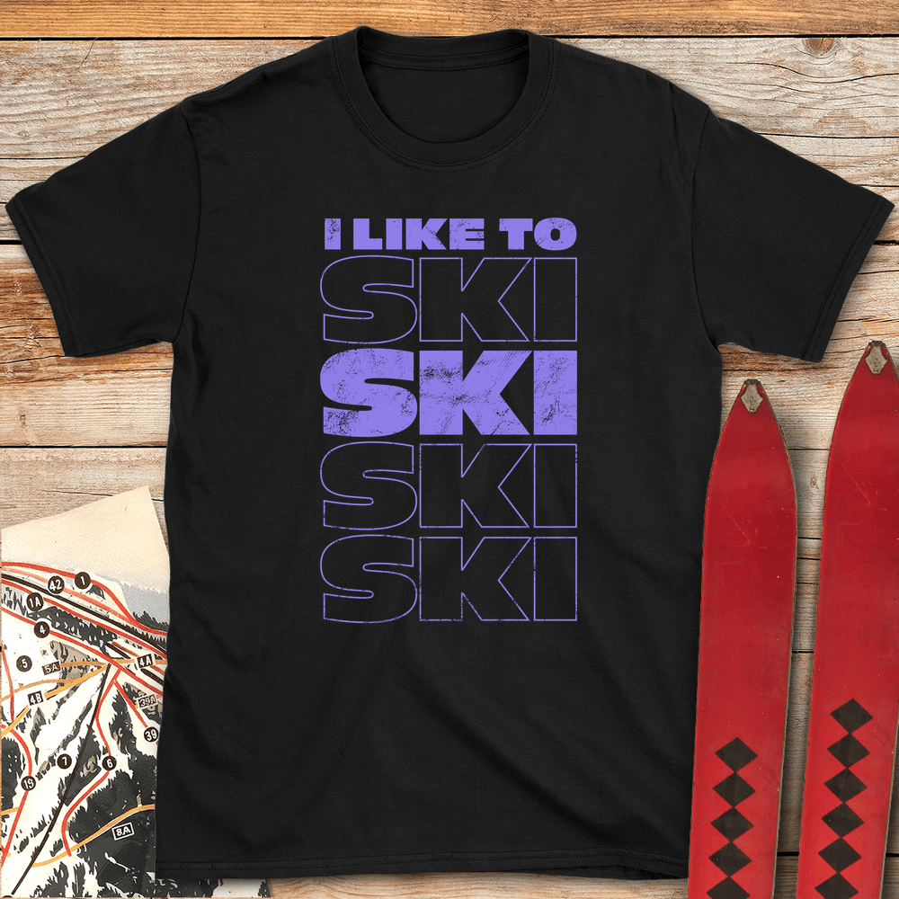 858 I Like To Ski White - Black