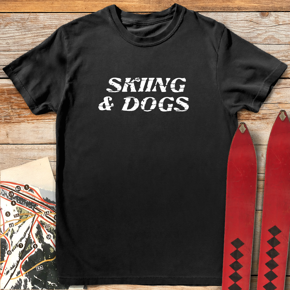 1031 Skiing Dogs White - Black